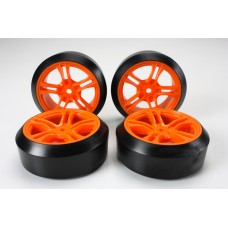 Team Magic E4D Mounted Drift Tire 45 Degree 5 Spoke Orange 4p