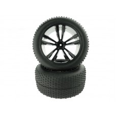31504B 1:10 Black Truggy Tires and Rims 2P
