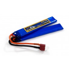Аккумулятор для страйкбола Giant Power Li-Pol 7.4V 2S 1300mAh 25C 2 лепестка 6.5х21х130мм T-Plug
