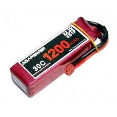 Аккумулятор AGA POWER Li-Pol 1200mAh 22.2V 6S 30C Softcase 26x34x105мм T-Plug
